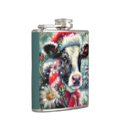 Koe Dromen Van Warmer Times Blauwgroen Rode Bloeme Heupfles (Rechts)