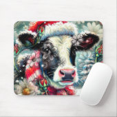 Koe Dromen Van Warmer Times Blauwgroen Rode Bloeme Muismat (Met muis)