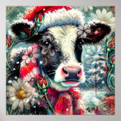 Koe Dromen Van Warmer Times Blauwgroen Rode Bloeme Poster (Voorkant)