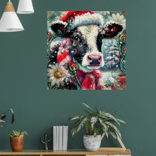 Koe Dromen Van Warmer Times Blauwgroen Rode Bloeme Poster