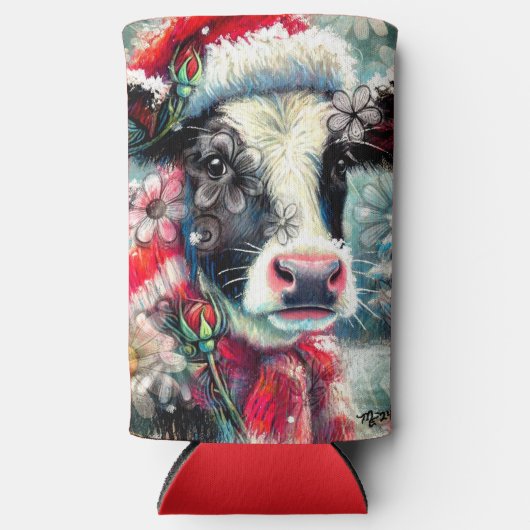 Koe Dromen Van Warmer Times Blauwgroen Rode Bloeme Seltzer Blikjeskoeler (Voorkant)