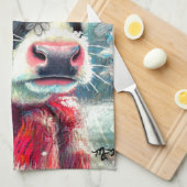 Koe Dromen Van Warmer Times Blauwgroen Rode Bloeme Theedoek (Quarter Fold)