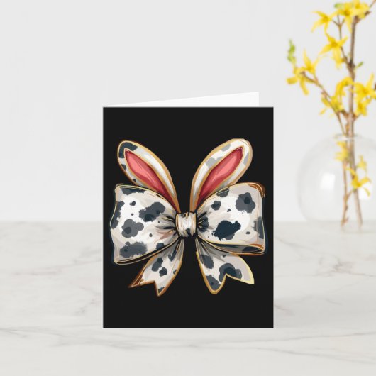 Koe Easter Bunny Ears Sticker Kaart (Gele Bloem)