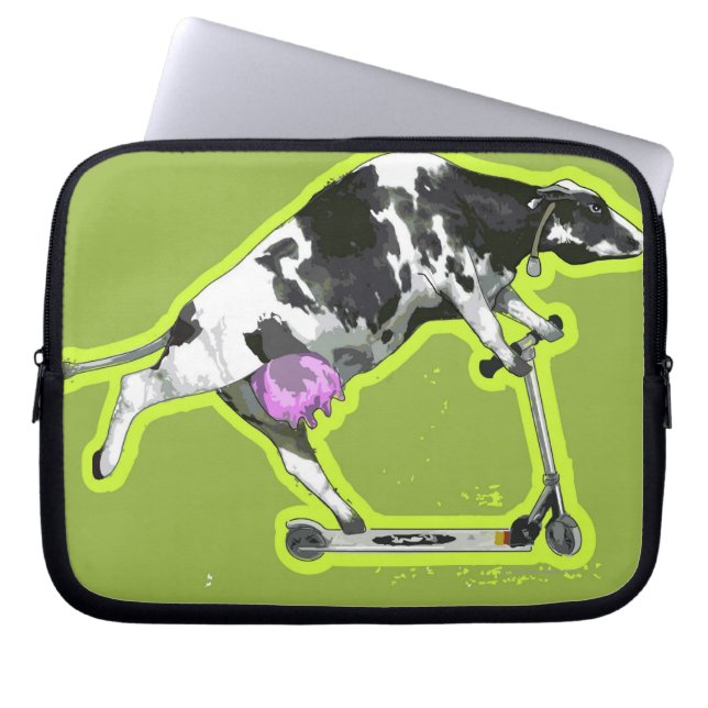 Koe Een scooter uitlijnen Laptop Sleeve (Voorkant)
