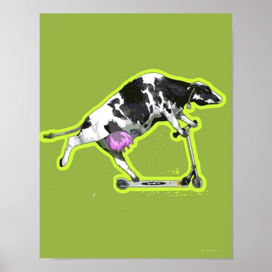 Koe Een scooter uitlijnen Poster (Voorkant)