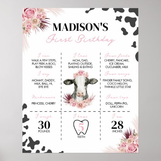 Koe eerste jaarmijlpaal poster (Voorkant)