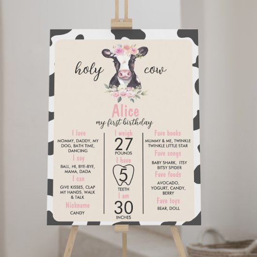 Koe eerste jaarmijlpaal poster