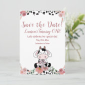 Koe eerste verjaardag save the date (Staand voorkant)