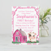 Koe eerste verjaardagsuitnodiging kaart (Staand voorkant)