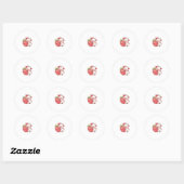 Koe en aardbei ronde sticker (Vel)