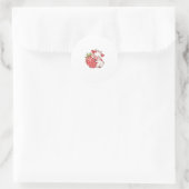 Koe en aardbei ronde sticker (Tas)
