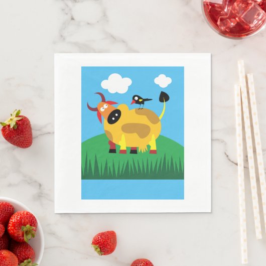 Koe en Blackbird Paper Napkins Servet (Insitu)