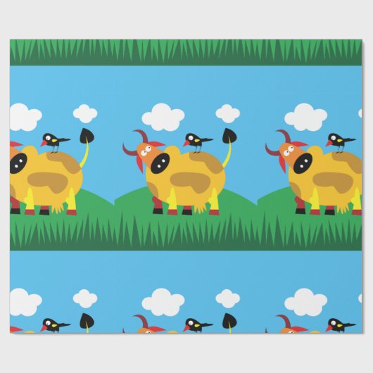 Koe- en Blackbird Wrapping Paper Cadeaupapier (Vlak)