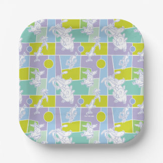 Koe- en Chicken Color Block Pattern Papieren Bordje