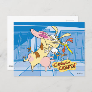 Koe en Chicken Hug Graphic Briefkaart