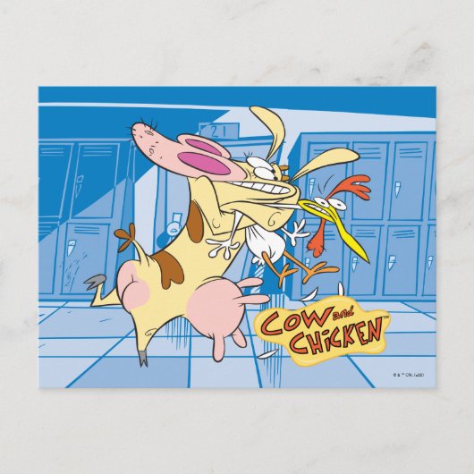 Koe en Chicken Hug Graphic Briefkaart (Voorkant)