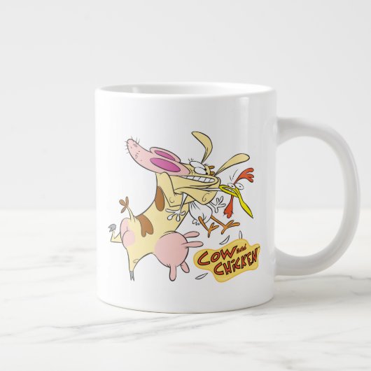 Koe en Chicken Hug Graphic Grote Koffiekop (Rechts)