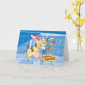 Koe en Chicken Hug Graphic Kaart (Gele Bloem)