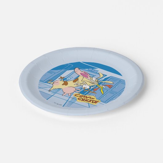 Koe en Chicken Hug Graphic Papieren Bordje (Gekanteld)