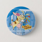Koe en Chicken Hug Graphic Ronde Button 5,7 Cm (Voorkant)