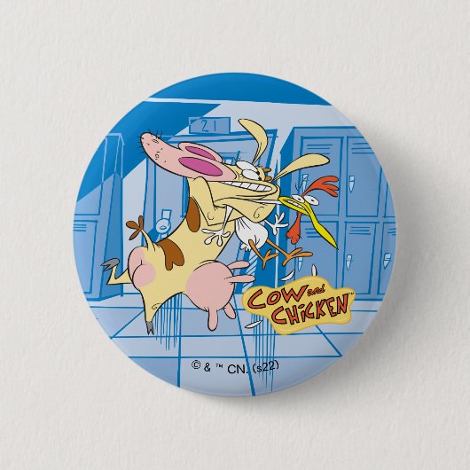 Koe en Chicken Hug Graphic Ronde Button 5,7 Cm (Voorkant)