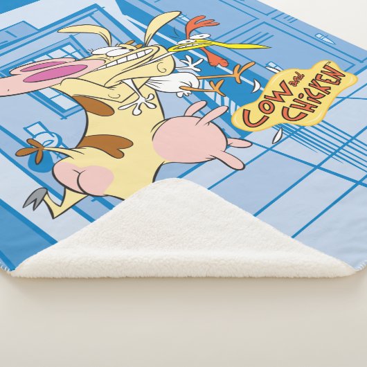 Koe en Chicken Hug Graphic Sherpa Deken (3/4)