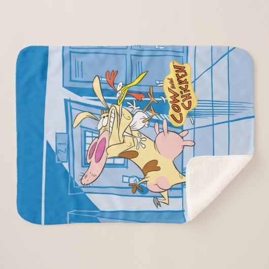 Koe en Chicken Hug Graphic Sherpa Deken (Voorkant (horizontaal))