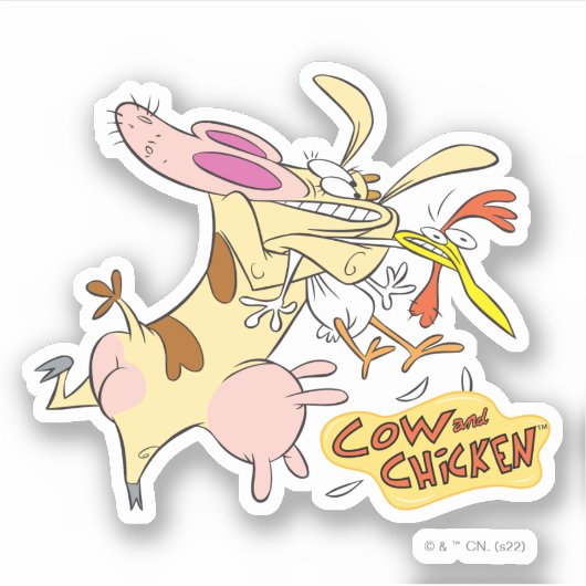 Koe en Chicken Hug Graphic Sticker (Voorkant)