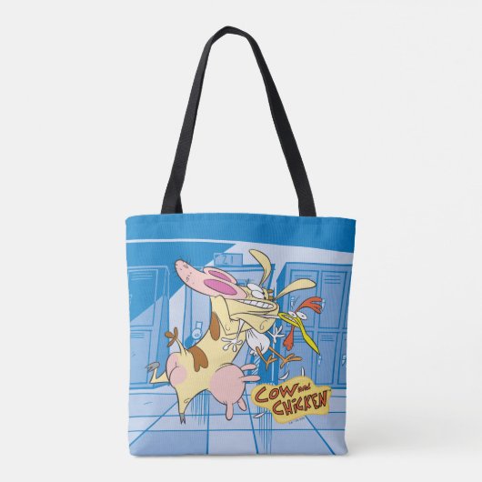 Koe en Chicken Hug Graphic Tote Bag (Achterkant)