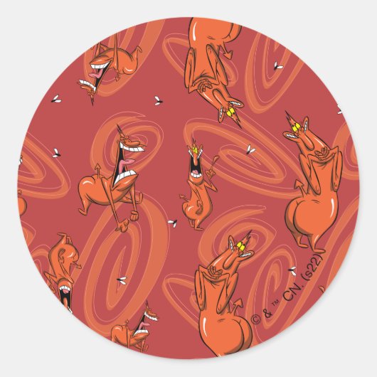 Koe en Chicken Red Guy Pattern Ronde Sticker (Voorkant)
