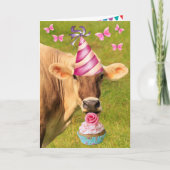 Koe en cupcake van feestdag kaart (Voorkant)