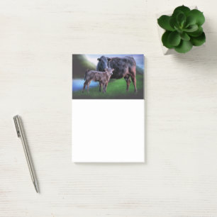 Koe en kalf bij een rustig meer in Rolling Hills Post-it® Notes