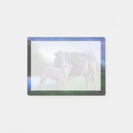 Koe en kalf bij een rustig meer in Rolling Hills Post-it® Notes