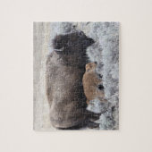 Koe en kalf Bison, geelsteen Legpuzzel (Verticaal)