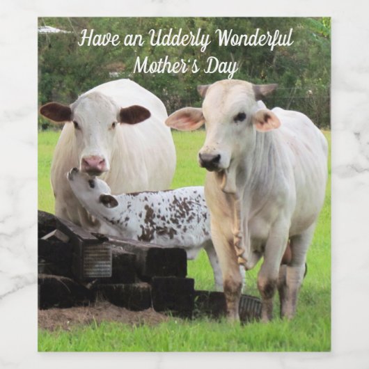 Koe en kalf - gepersonaliseerd wijnlabel wijn etiket (Enkel label)