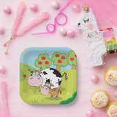 Koe en kalf papieren bordje (Feest)