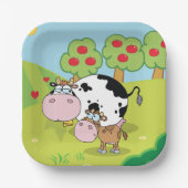 Koe en kalf papieren bordje (Voorkant)