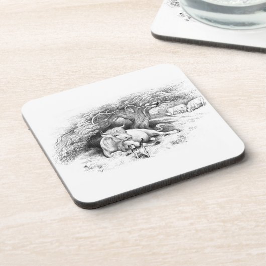 Koe en kat schets Onderzetter (Linkerzijde)