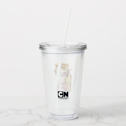 Koe en kip glimlachend grafisch acryl drinkbeker (Achterkant)