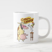 Koe en kip glimlachend grafisch grote koffiekop (Rechts)