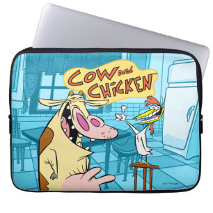 Koe en kip glimlachend grafisch laptop sleeve