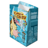 Koe en kip glimlachend grafisch medium cadeauzakje (Achterkant Gekanteld)