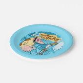 Koe en kip glimlachend grafisch papieren bordje (Gekanteld)