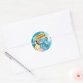 Koe en kip glimlachend grafisch ronde sticker (Envelop)