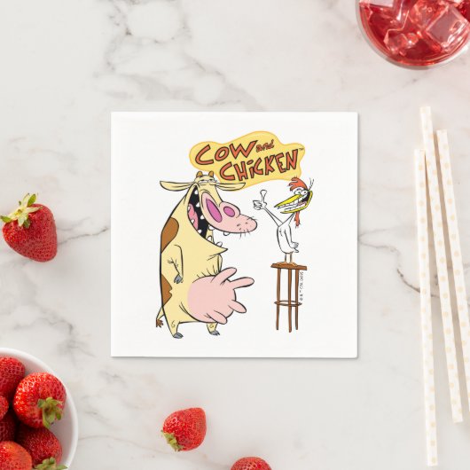 Koe en kip glimlachend grafisch servet (Insitu)