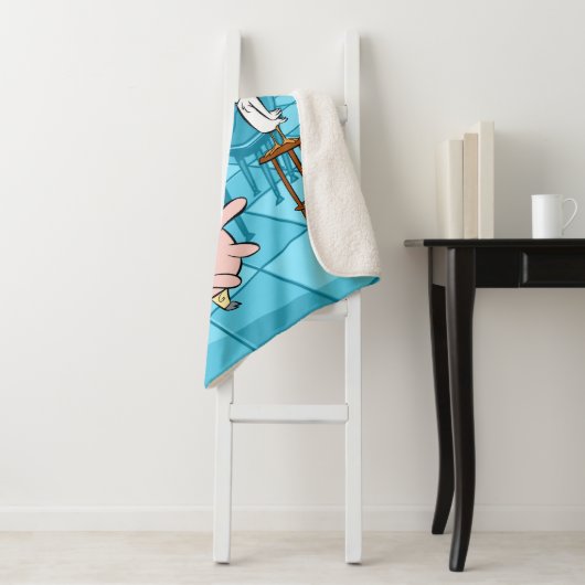 Koe en kip glimlachend grafisch sherpa deken (In situ)