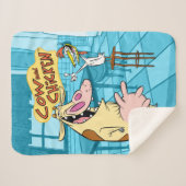 Koe en kip glimlachend grafisch sherpa deken (Voorkant (horizontaal))