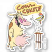 Koe en kip glimlachend grafisch sticker (Voorkant)