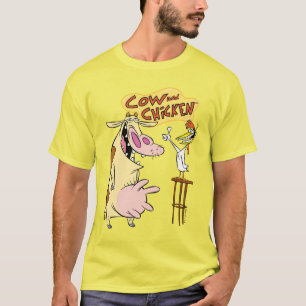Koe en kip glimlachend grafisch t-shirt