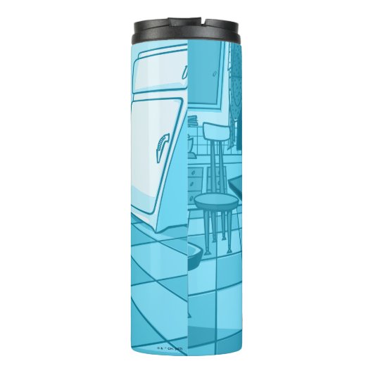 Koe en kip glimlachend grafisch thermosbeker (Achterkant)